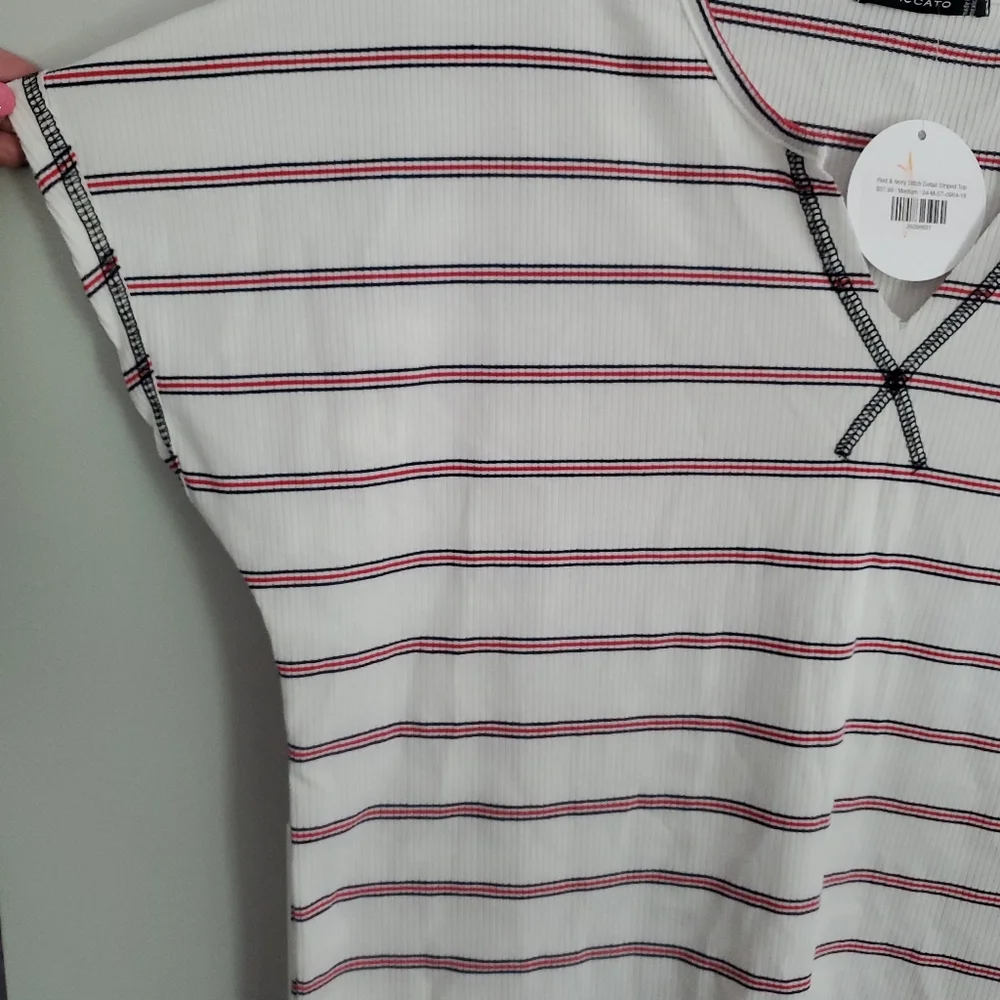 NWT Womens Staccato Red White And Blue Striped Shirt Medium 4th of july - Picture 4 of 6